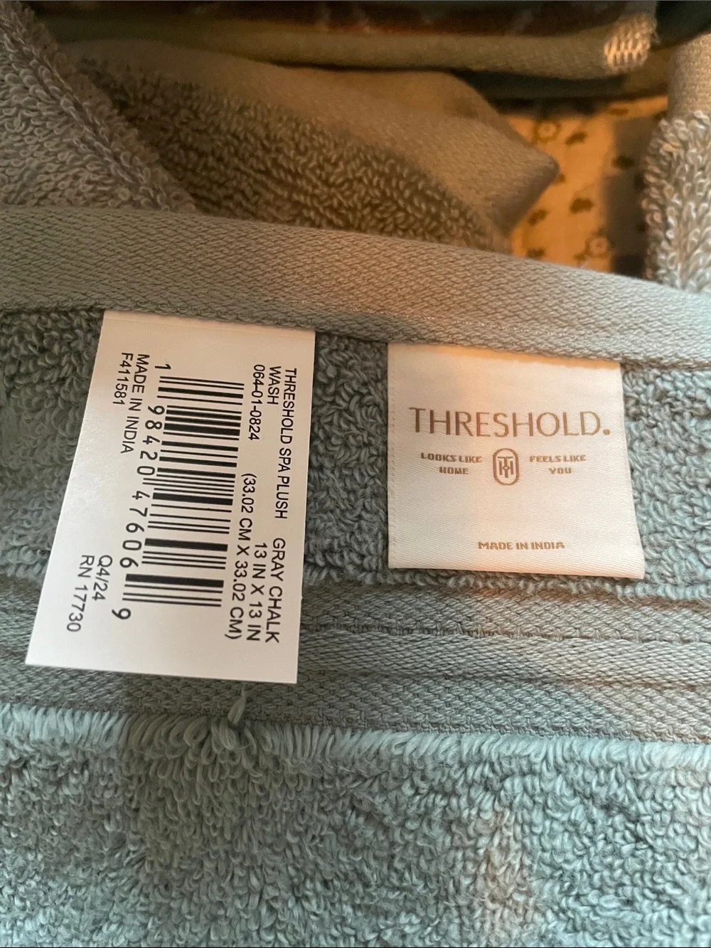 Bath Towel Set Cream Tan Blue/Green 10 pieces